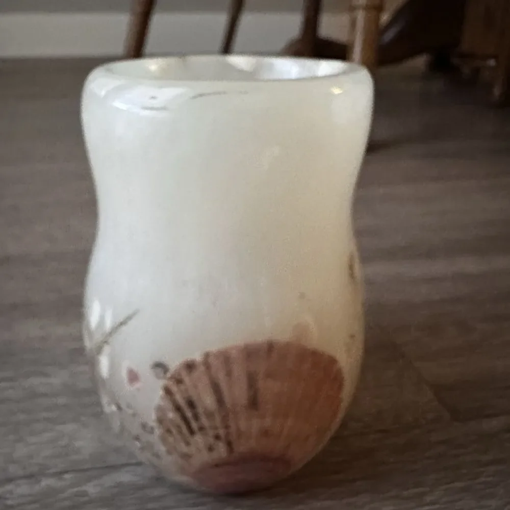 VTG Acrylic Resin Shells Candle Holder 4.75 Inch Vase Nautical Beach Ocean Decor